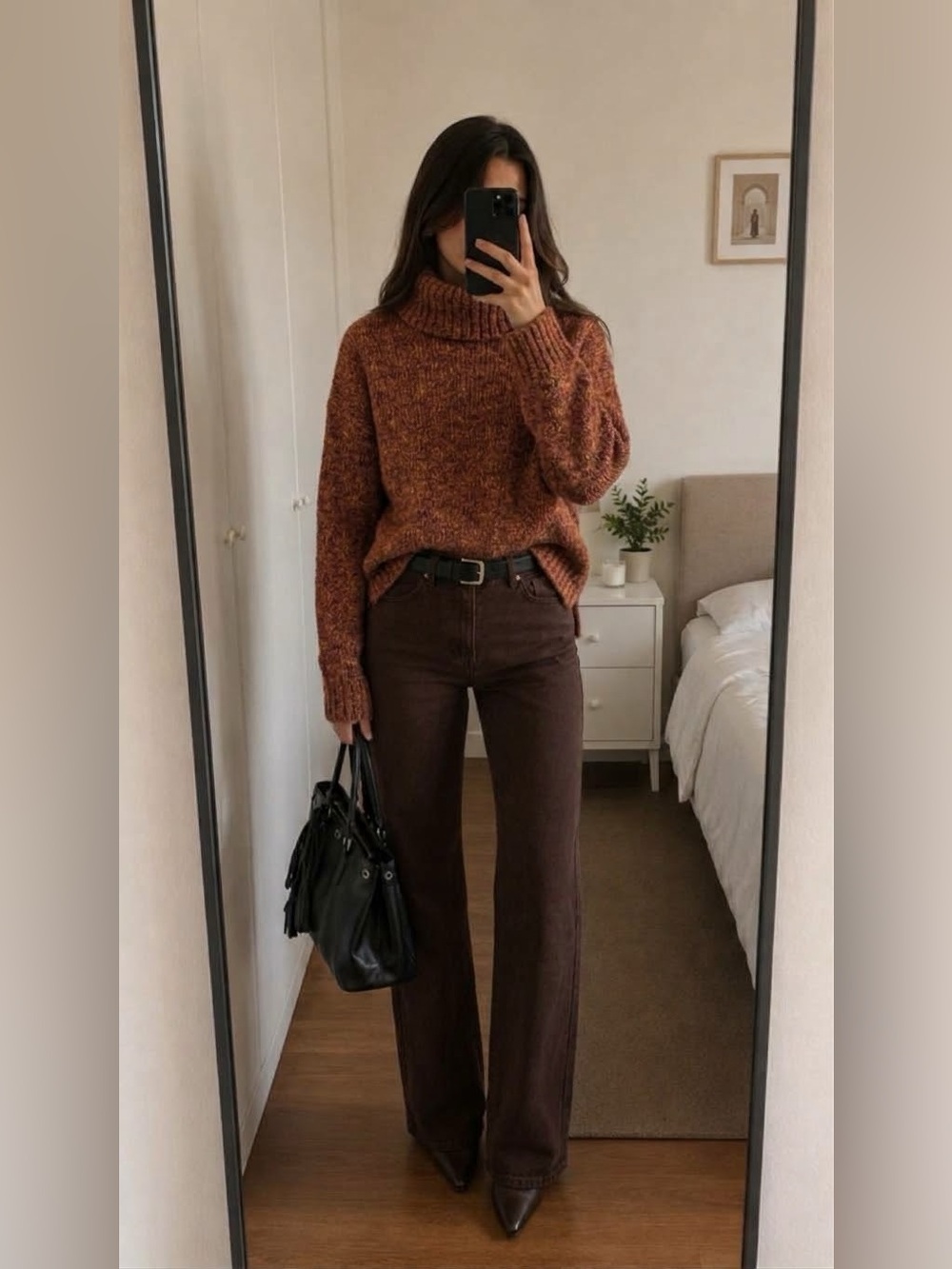 RD Style  Turtleneck Sweater Burnt Orange Wool Mohair Small Cabincore